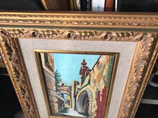 Antiguedad años 50 precioso Cuadro Óleo enmarcado