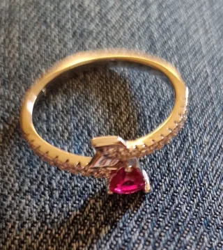 Anillo Plata Corazón Rosa Mariposa