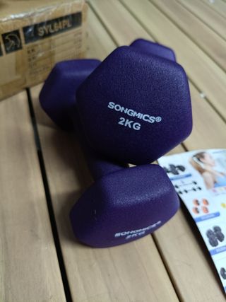 SONGMICS Juego de 2 mancuernas hexagonales con revestimiento de neopreno para entrenamiento de fuerza, entrenamiento, fitness, entrenamiento en casa