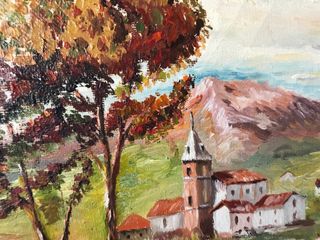 Antiguedad años 50 precioso Cuadro Óleo enmarcado