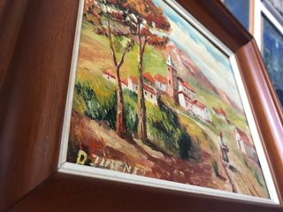 Antiguedad años 50 precioso Cuadro Óleo enmarcado