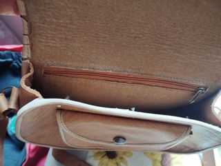Bolso de piel mujer beige y marrón