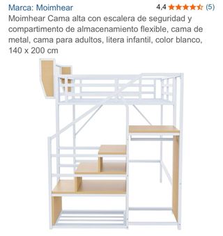 Cama alta Moimhear con escalera y almacenaje