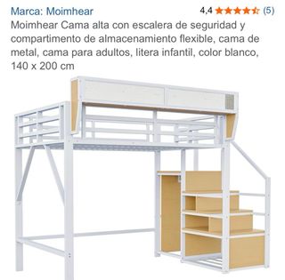 Cama alta Moimhear con escalera y almacenaje