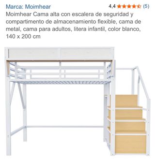 Cama alta Moimhear con escalera y almacenaje