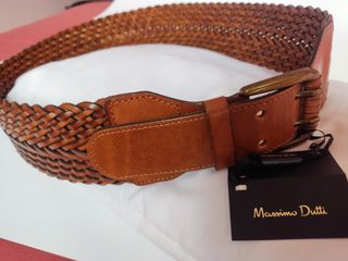 Cinturón Massimo Dutti Piel Trenzado Ancho