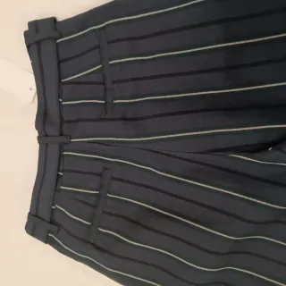 Pantalón pirata ancho rayas señora