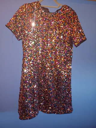 Vestido lentejuelas multicolor corto