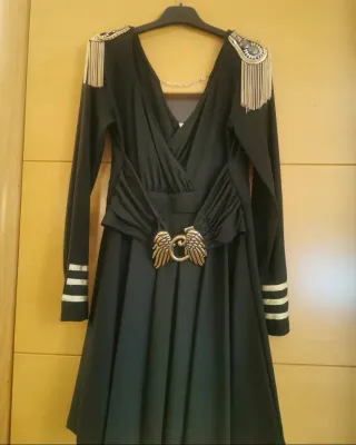 Vestido Camaleonica Militar Negro Dorado