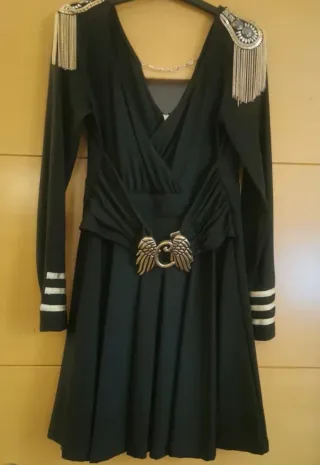 Vestido Camaleonica Militar Negro Dorado