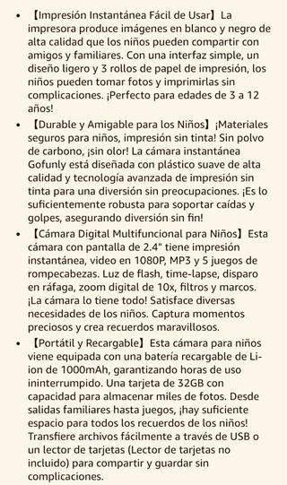 Cámara Instantánea Infantil NUEVA