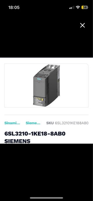 Variador Siemens Sinamics 6SL3210-1KE18-8AB0