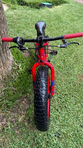 Bicicleta infantil roja con ruedas anchas
