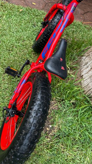 Bicicleta infantil roja con ruedas anchas