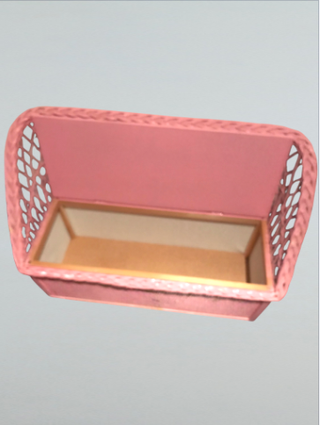 Banco balcón rosa con cojín y almacenaje