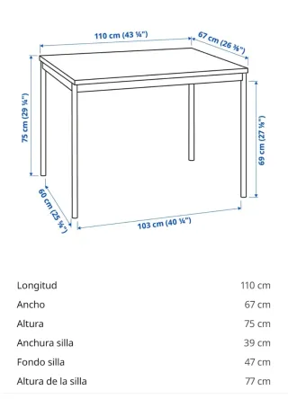 Mesa Ikea Sandsberrg + 4 Sillas Adde