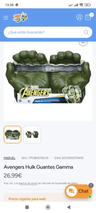 Guantes de Hulk para disfraz