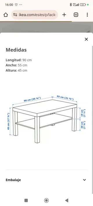 Mesa de centro blanca Ikea Lack