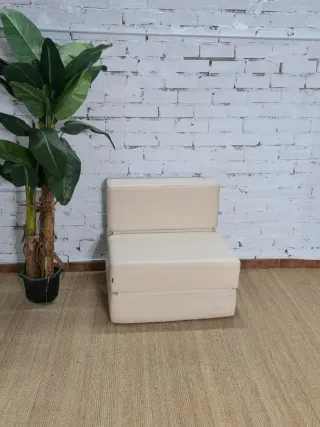 Sillón modular beige polipiel se convierte en cama