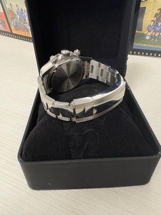 Seiko Mod "Daytona" plateado y azul marino