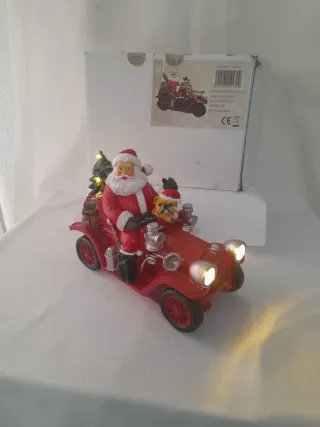 Coche de Papá Noel de cerámica con luces
