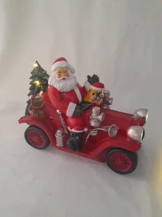 Coche de Papá Noel de cerámica con luces