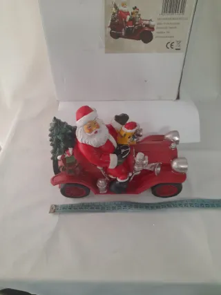 Coche de Papá Noel de cerámica con luces