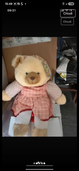 Peluche Orsetto con vestitino a quadri