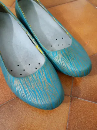 Bailarinas Turquesa y Dorado Talla 38