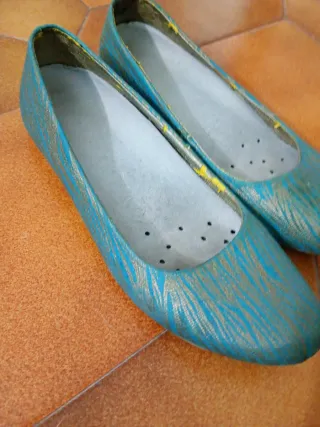 Bailarinas Turquesa y Dorado Talla 38