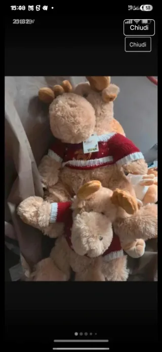 Coppia peluche renna natalizia