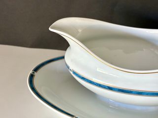 🇫🇷 Limoges Salsera Porcelana Azul y Blanca