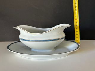 🇫🇷 Limoges Salsera Porcelana Azul y Blanca