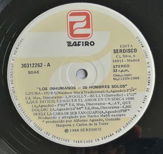 Los Inhumanos 30 Hombres Solos LP 12" 33 RPM 1988