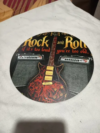 Placa Metálica Rock and Roll Guitarra 20cm