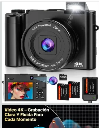 Cámara Digital 4K Negra