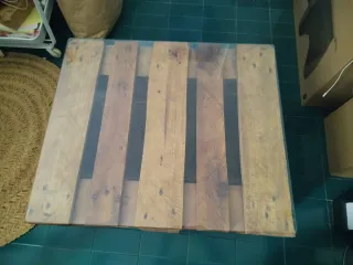 Mesa Palets Cristal y Ruedas