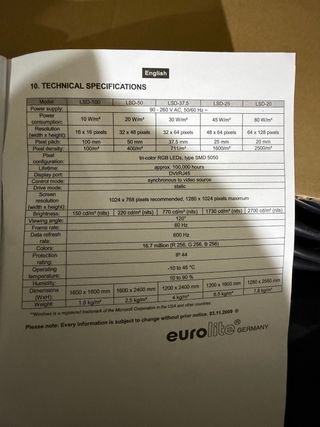 Telón negro LED 6 piezas de 1,60x1,60