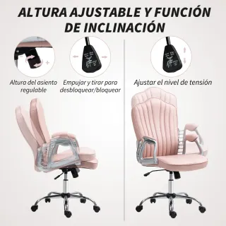 Silla Escritorio Giratoria Ajustable Rosa
