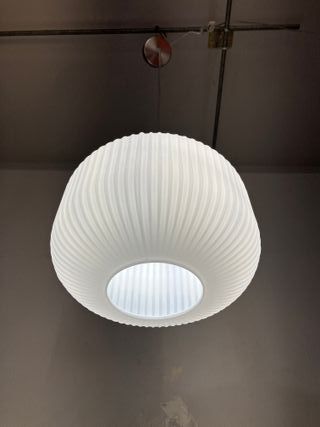 Lampadario metallo vetro bianco d.30