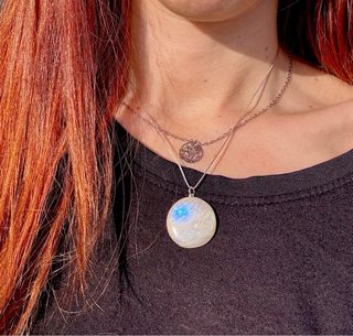 Colgante Piedra Luna redonda plata 925