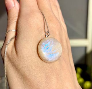 Colgante Piedra Luna redonda plata 925