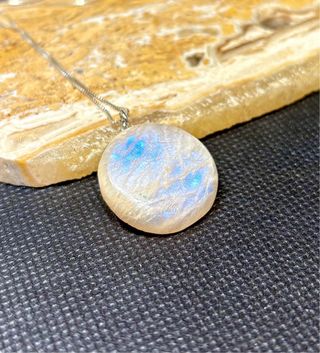 Colgante Piedra Luna redonda plata 925
