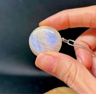 Colgante Piedra Luna redonda plata 925