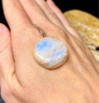Colgante Piedra Luna redonda plata 925