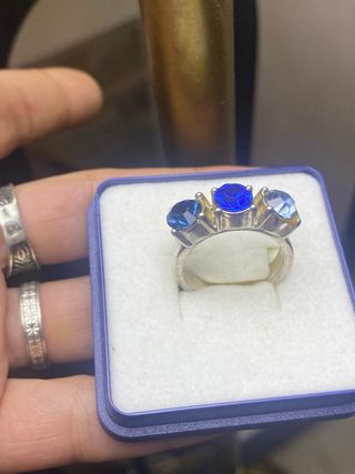 Anillo Plata con Piedras Azules