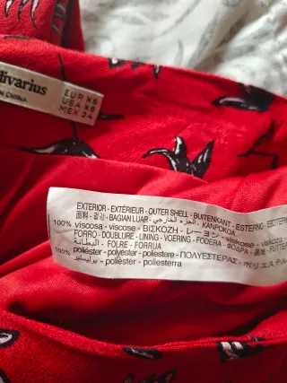 Falda larga roja estampada