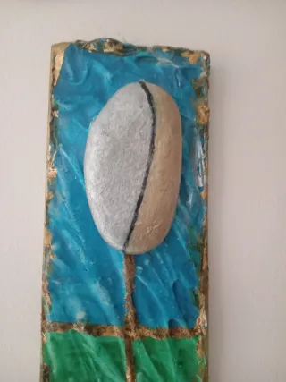 N. 2 quadri base legno ceramica fredda rilievi