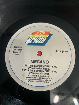 Disco Vinilo Mecano El 7 de Septiembre
