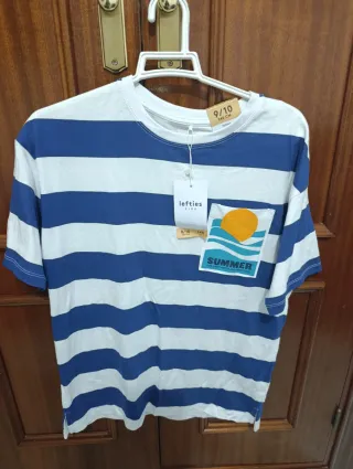 Camiseta Lefties niño rayas azules y blanca.talla/